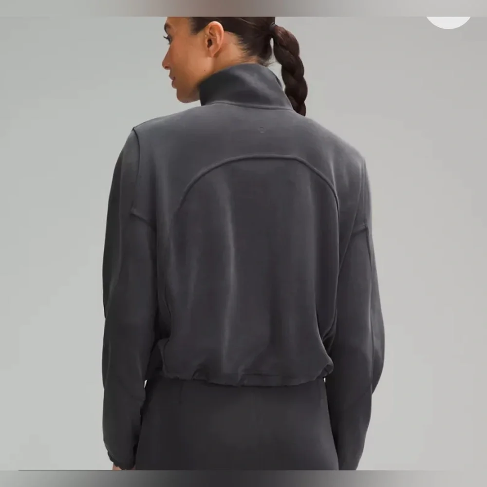 lululemon athletica charcoal gray quarter-zip pullover hoodie